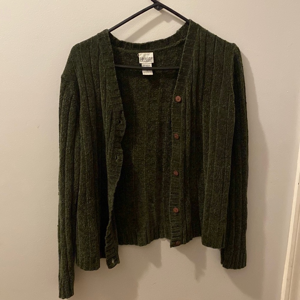 forest green cardigan